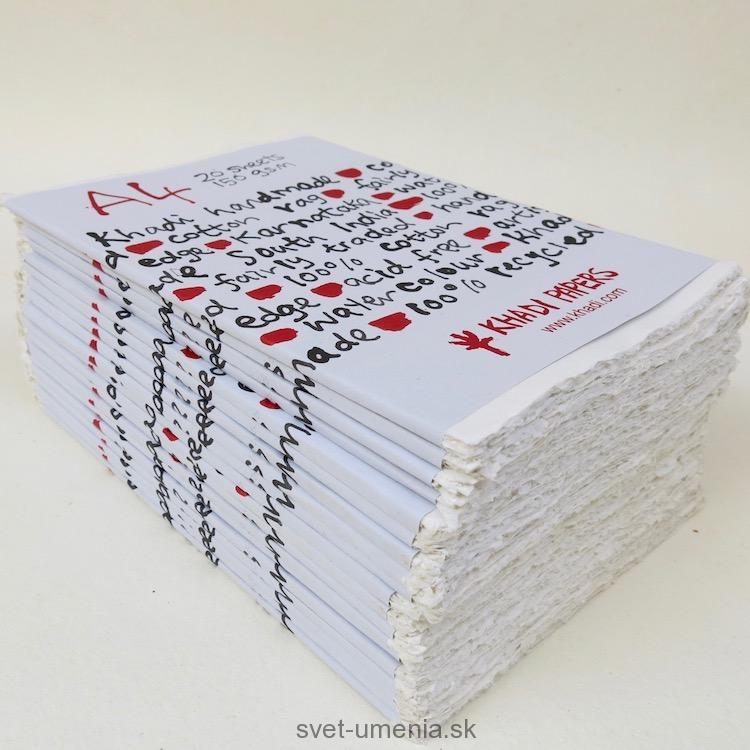 Bavlnený A7 papier Khadi - biely, stredne zrnitý, 150g, 1ks