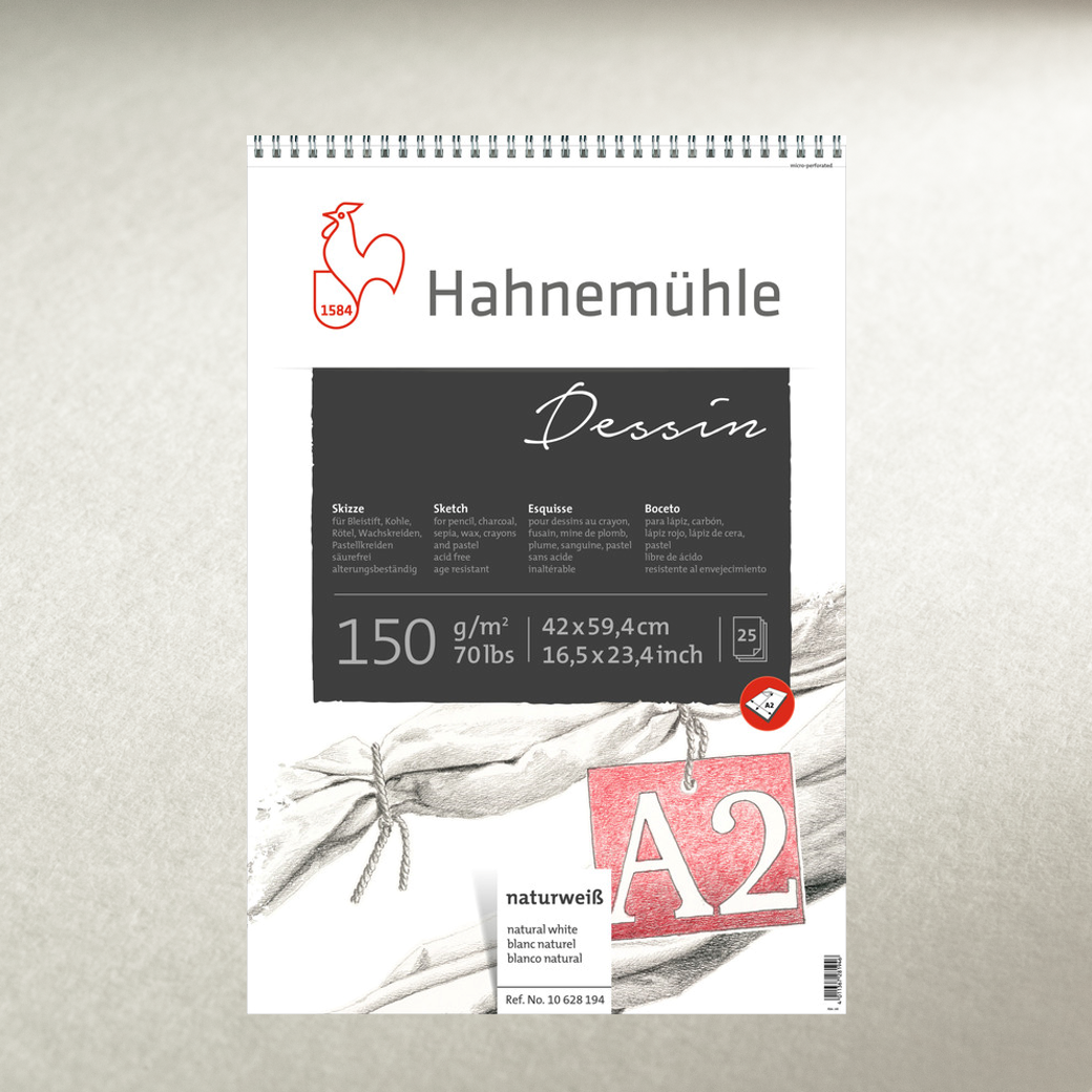 Skicár A2 na kreslenie Dessin Hahnemuhle, krúžková väzba, 150g/m2, 25 listov 