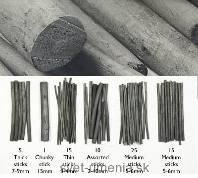 Prírodné uhlíky - hrubé 7-9 mm, 5ks