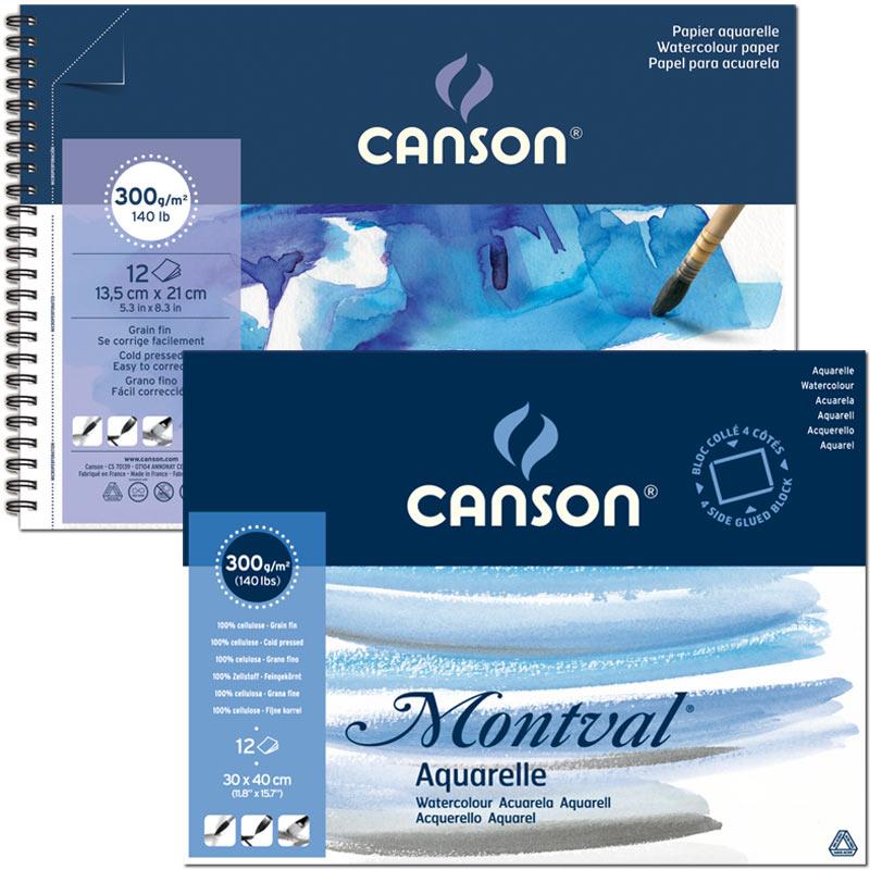 Skicár 18 x 25 cm CANSON MONTVAL na akvarel, lepená väzba, 300g/m2, 12 listov