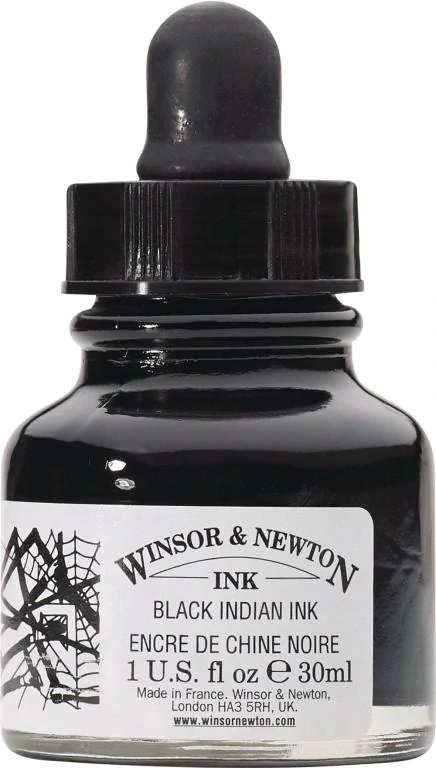 Indická tuš Winsor Newton s kvapkadlom 30ml