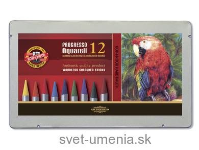 Sada 12 akvarelových pasteliek v laku PROGRESSO KOH-I-NOOR
