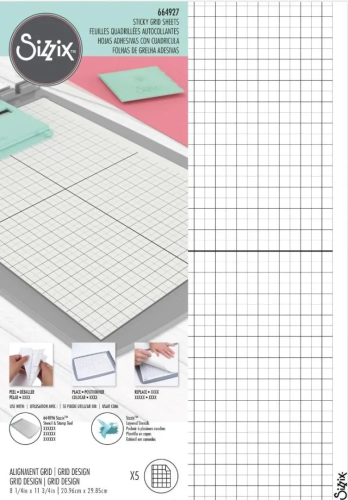 SIZZIX Samolepiace listy s mriežkou 21x29,5cm, 5ks