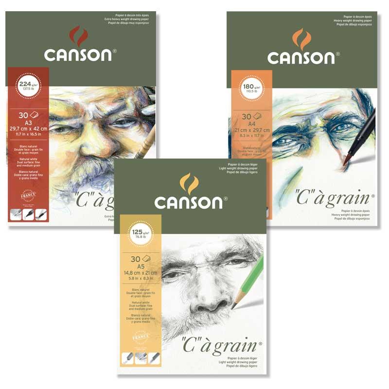 Skicár A3 CANSON "C" à grain, lepená väzba, 125g/m2, 30 listov