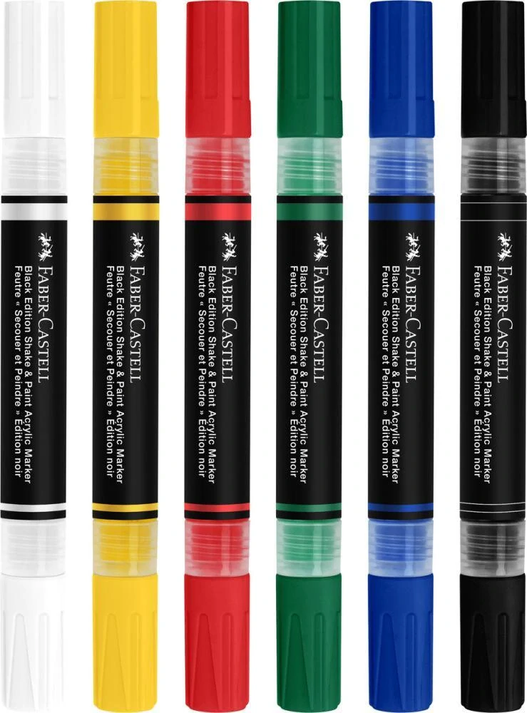 Akrylové popisovače Black Edition Shake&Paint, set 6 klasických farieb