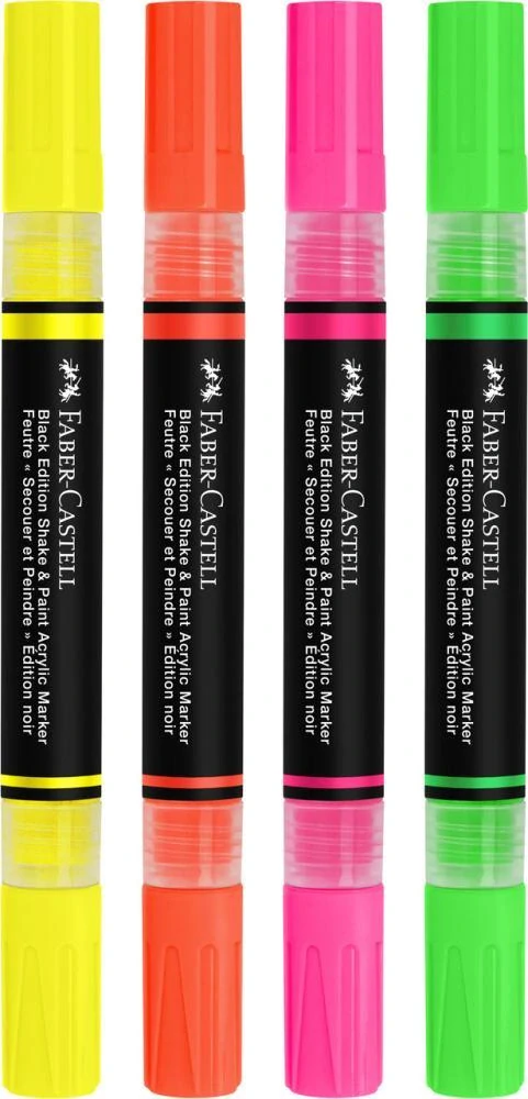 Akrylové popisovače Black Edition Shake&Paint, set 4 neónových farieb