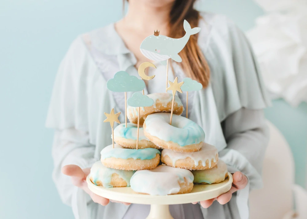 Dekorácia na tortu a cupcakes - modré, 11-12 cm, 7ks