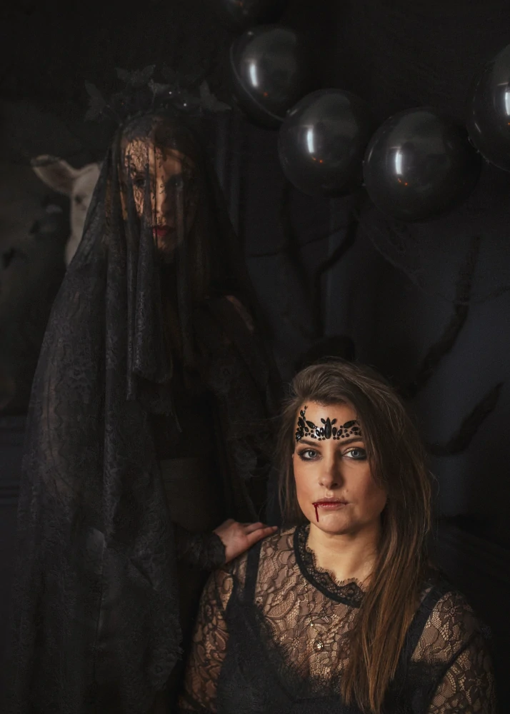 Nálepky na tvár - čierne kamienky, 14 x 5,5 cm