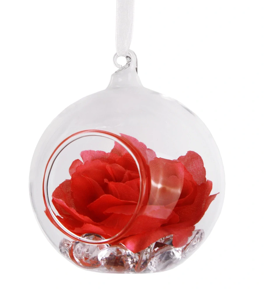 Sklenené gule s otvorom so stuhou, 10cm - 4ks