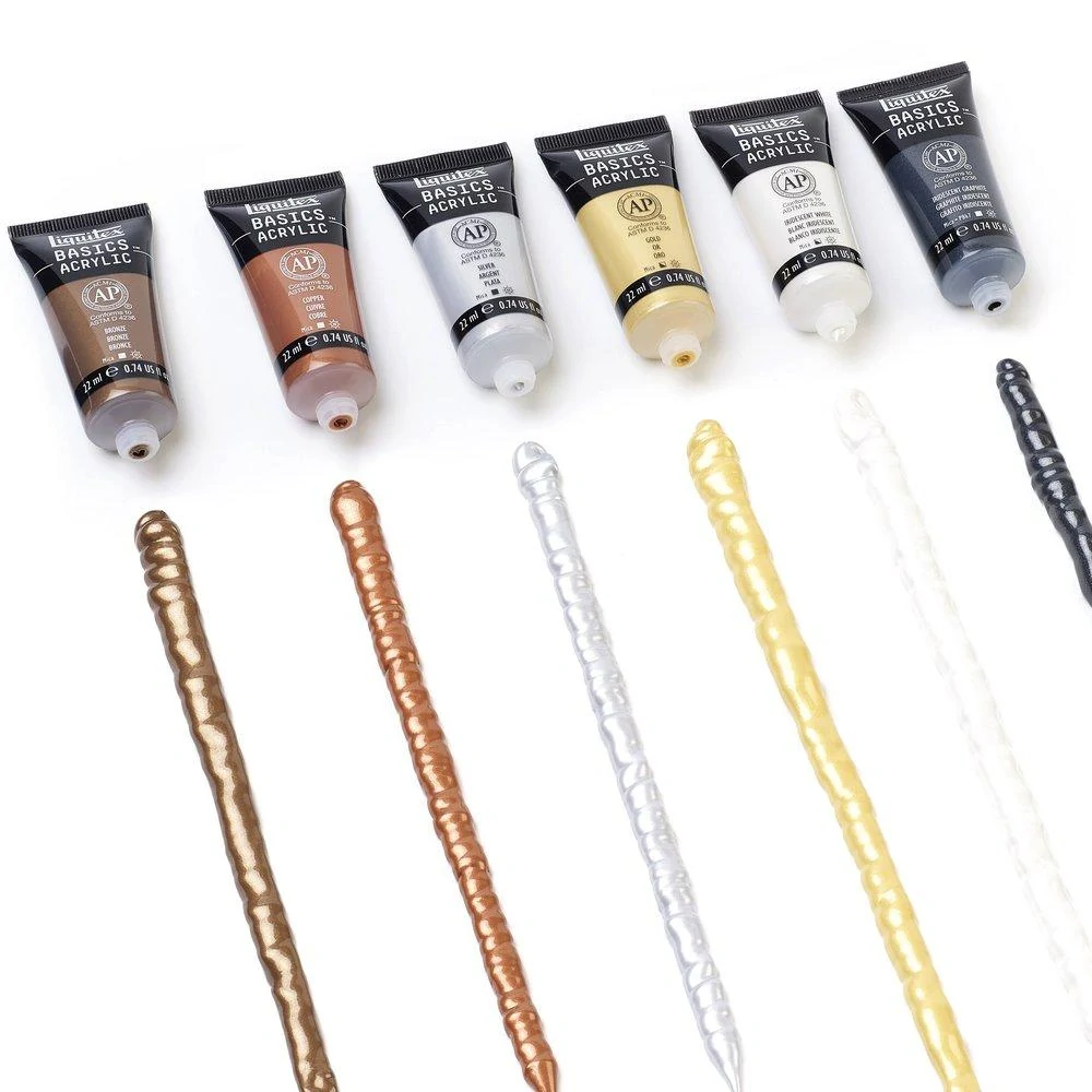 Sada 6 x 22 ml akrylových farieb Liquitex - metalické farby