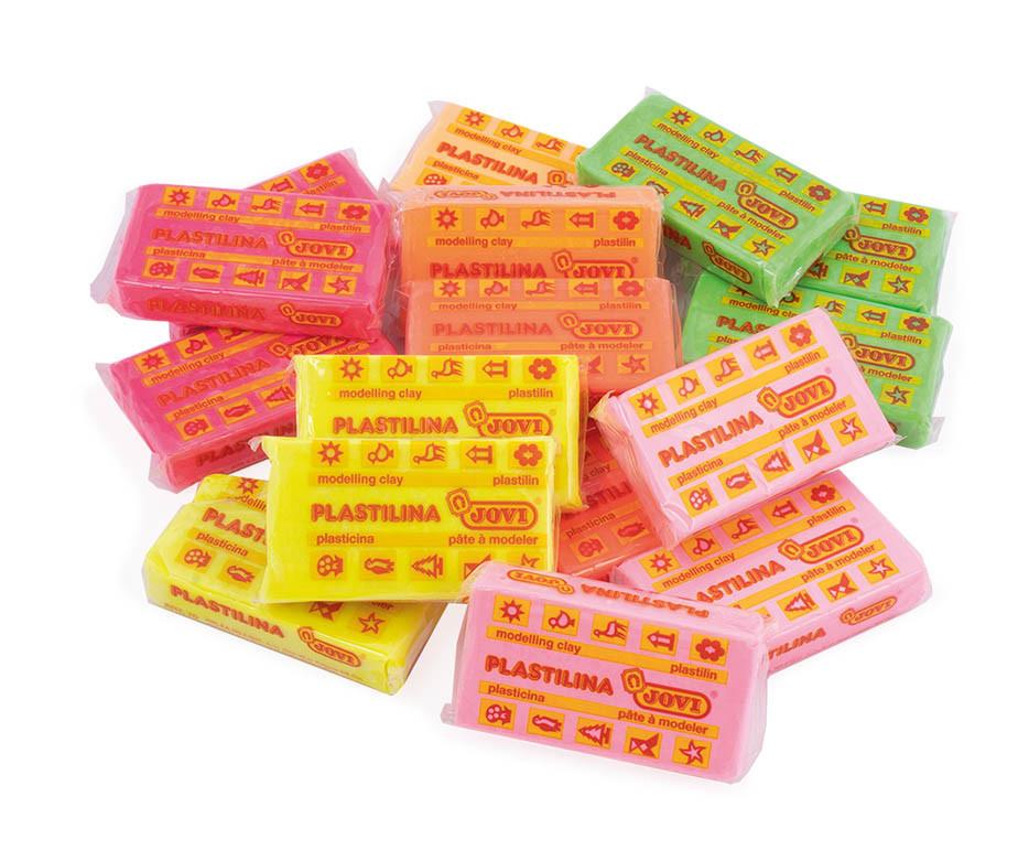 Plastelína JOVI - neónové farby, 6 farieb - 30x50g
