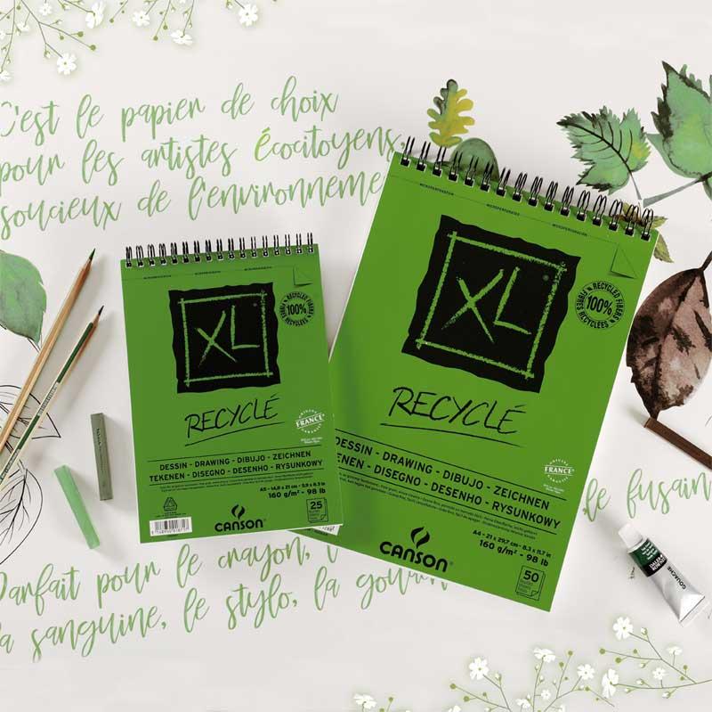 Skicár A4 CANSON XL RECYCLE, krúžková väzba, 160g/m2, 50 listov