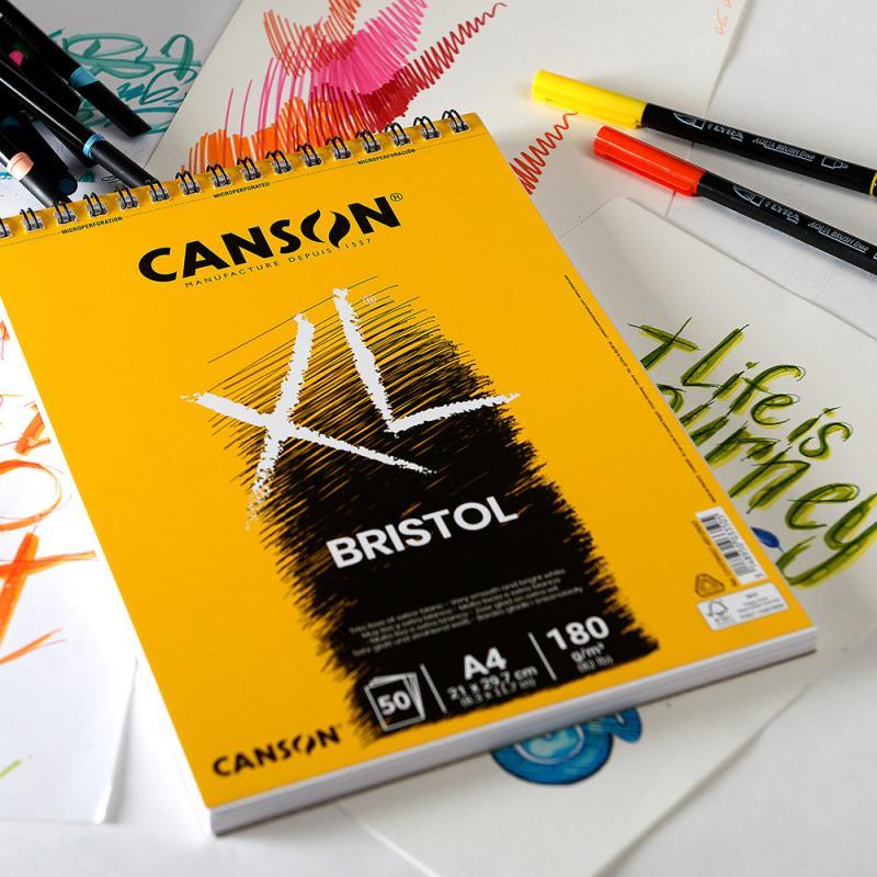Skicár A4 XL BRISTOL CANSON, špirálová väzba, 180g/m2, 50 listov