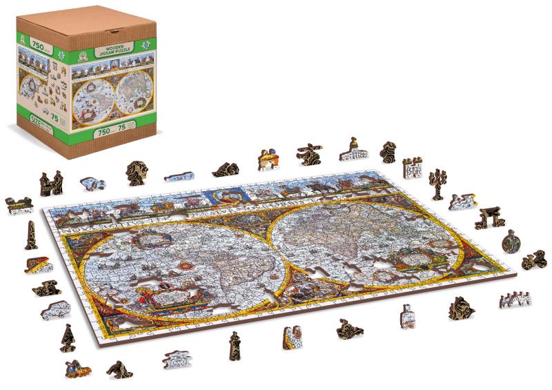 Drevené puzzle - antická mapa, 750 dielov