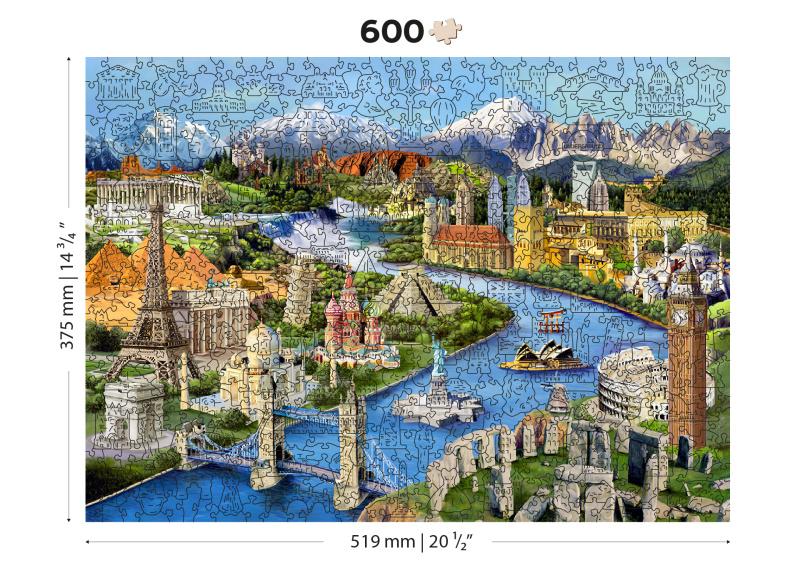 Drevené puzzle - pamiatky, 600 dielov