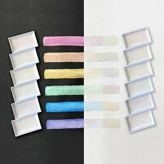 Sada 6 akvarelových farieb Gansai Tambi Opal Colours
