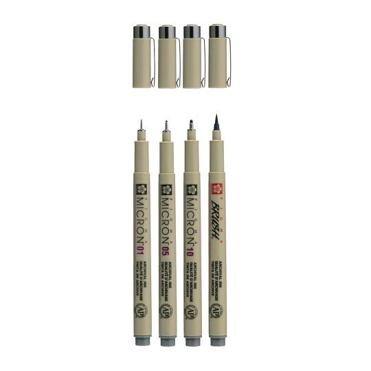 Sada 4 technických fixiek Pigma Micron - cool grey
