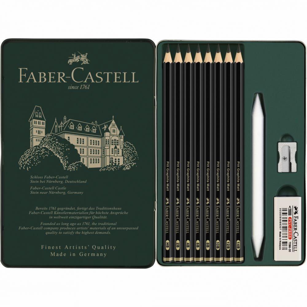 Sada 11 Faber-Castell grafitové ceruzky Pitt Matt & Castell 9000 