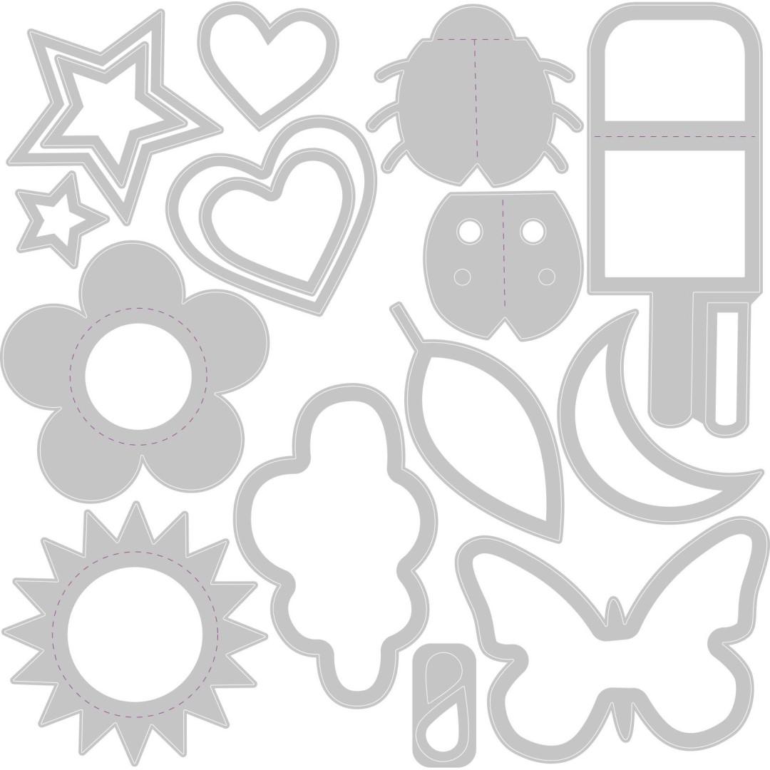 Sizzix Vyrezávacie kovové šablony Thinlits - Letné tvary (16ks)