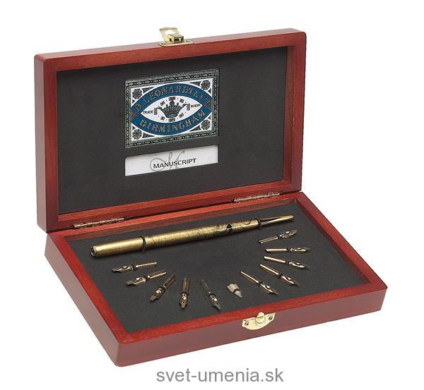 Sada na umelecké písanie MANUSCRIPT Victoriana Collector’s Round Hand v drevenej kazete