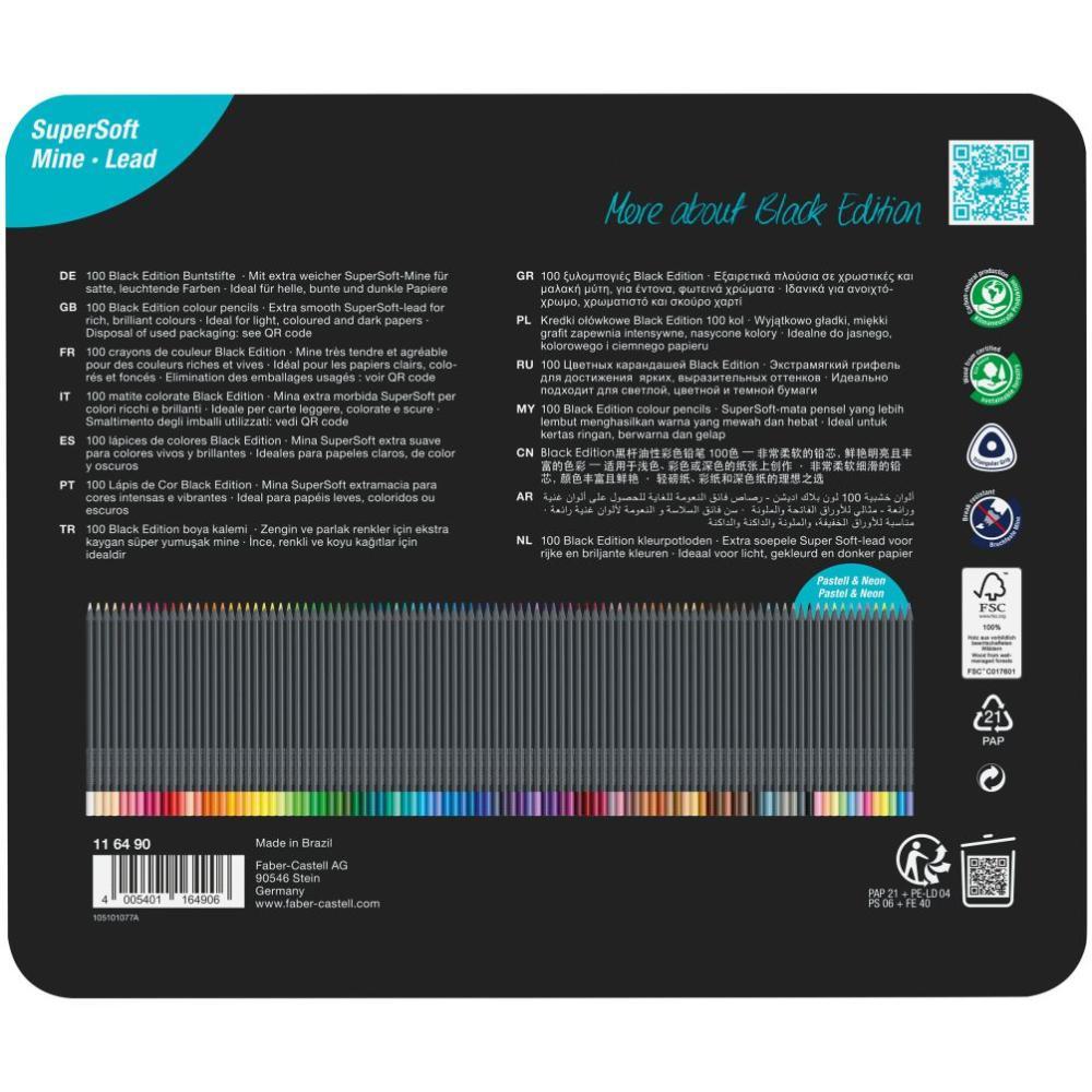 Pastelky Black Edition set 100 farebné plech