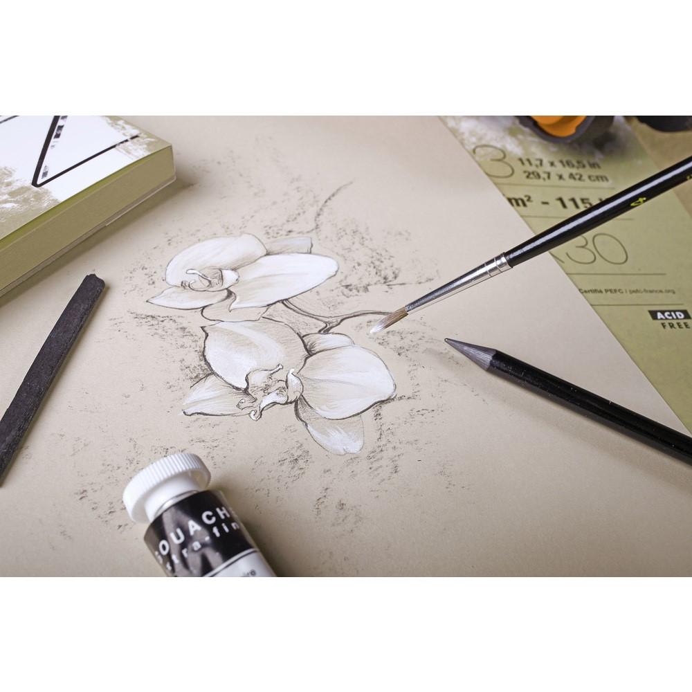 Skicár A3 Paint'On mix-media CLAIREFONTAINE - hnedé listy, lepená väzba, 250g/m2, 30 listov