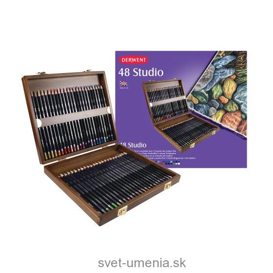 Sada 48 STUDIO farebných ceruziek DERWENTv drevenom kufríku
