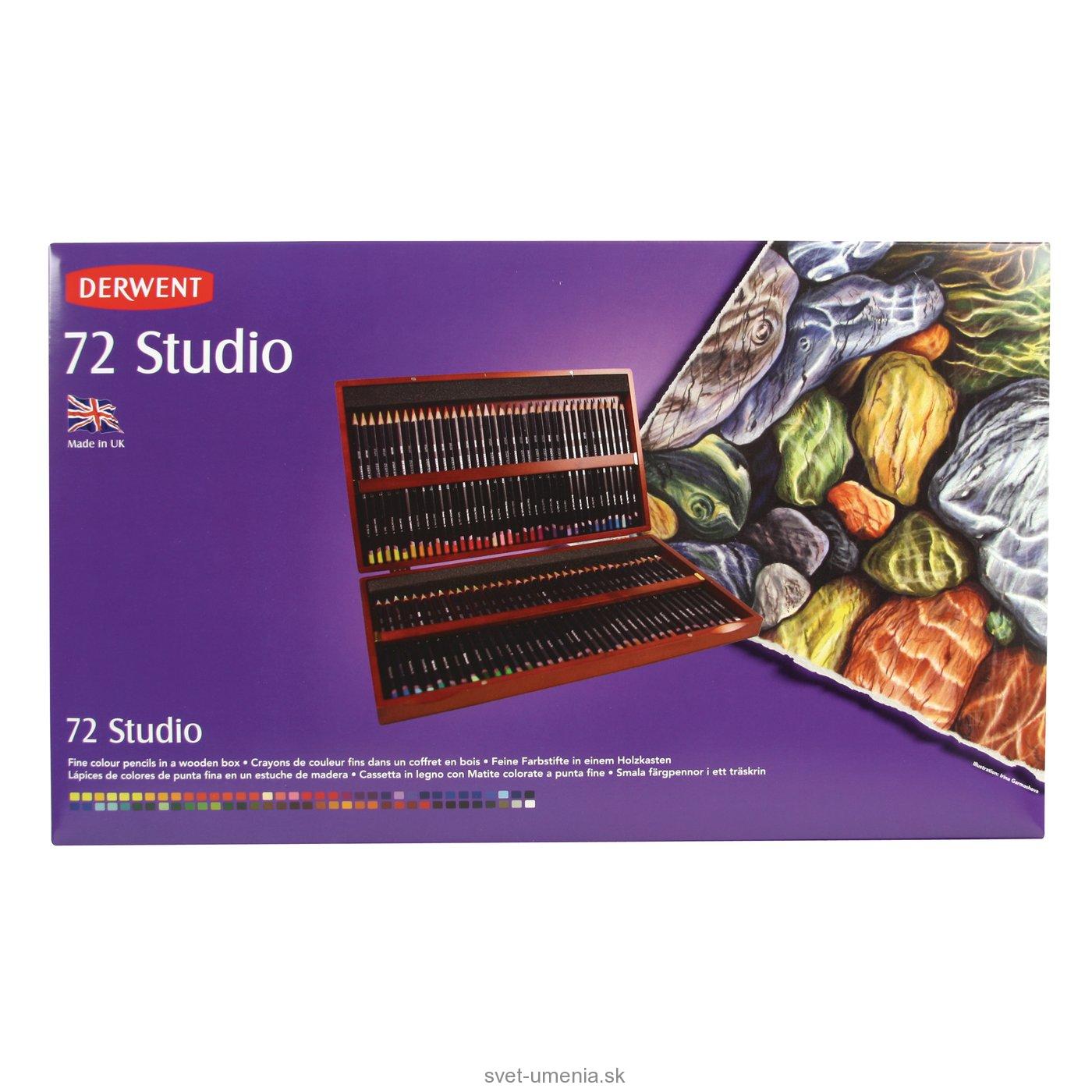 Sada 72 STUDIO farebných ceruziek DERWENT v drevenom kufríku
