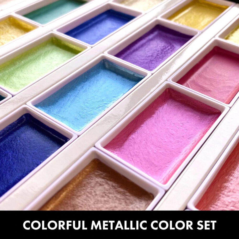 Sada 24 akvarelových farieb Gansai Tambi - metalické