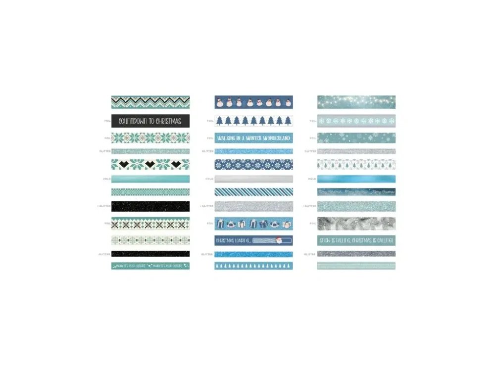 Dekoračná páska washi - vianočné motívy, 36ks