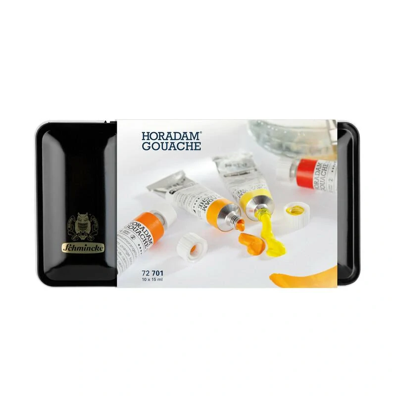 Sada 10 x 15 ml profesionálnych gvašových farieb Horadam SCHMINCKE v kovovom obale