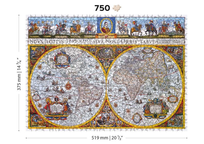 Drevené puzzle - antická mapa, 750 dielov