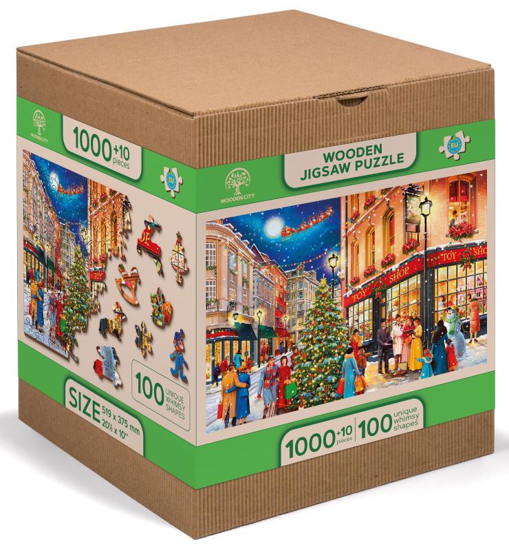 Drevené puzzle - vianočná ulica, 1010 dielov