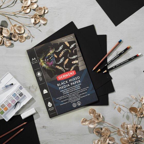 Skicár A4 Derwent Black Mixed Media, 300g/m2, 12 listov