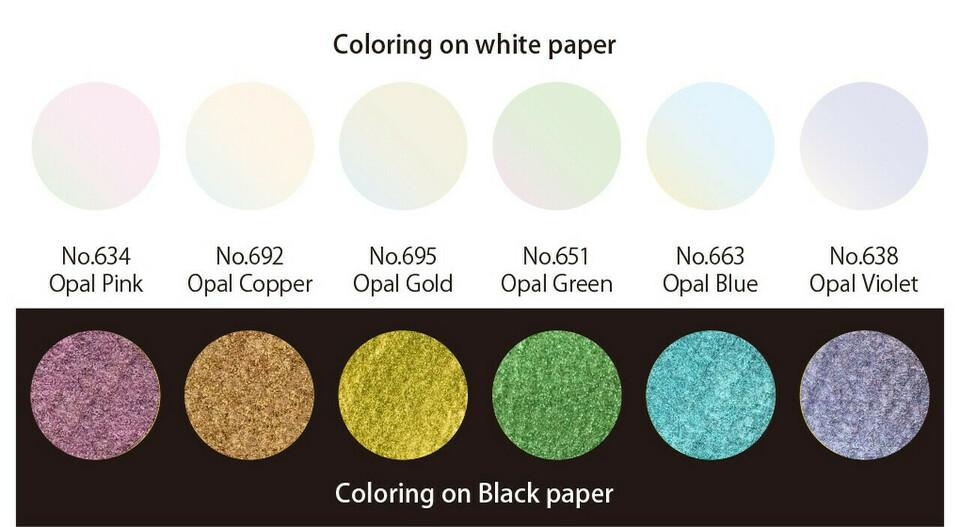 Sada 6 akvarelových farieb Gansai Tambi Opal Colours