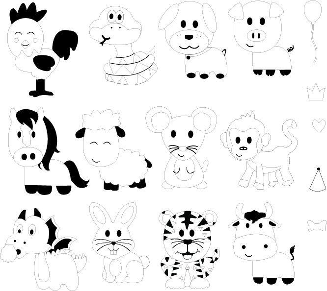 Sizzix Vyrezáv. kovové šablóny - Zvieratá zverokruhu (18ks) + silikónové gélové pečiatky