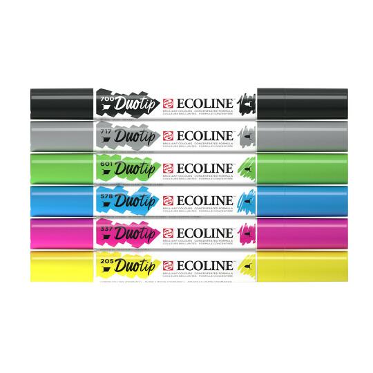 Sada 6 akvarelových fixiek ECOLINE DUO TIP Basics