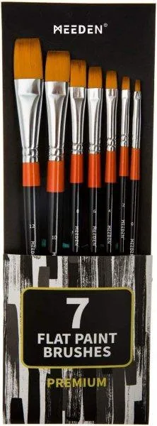 Sada 7 plochých štetcov Meeden, zlatý nylón, dlhá rukoväť