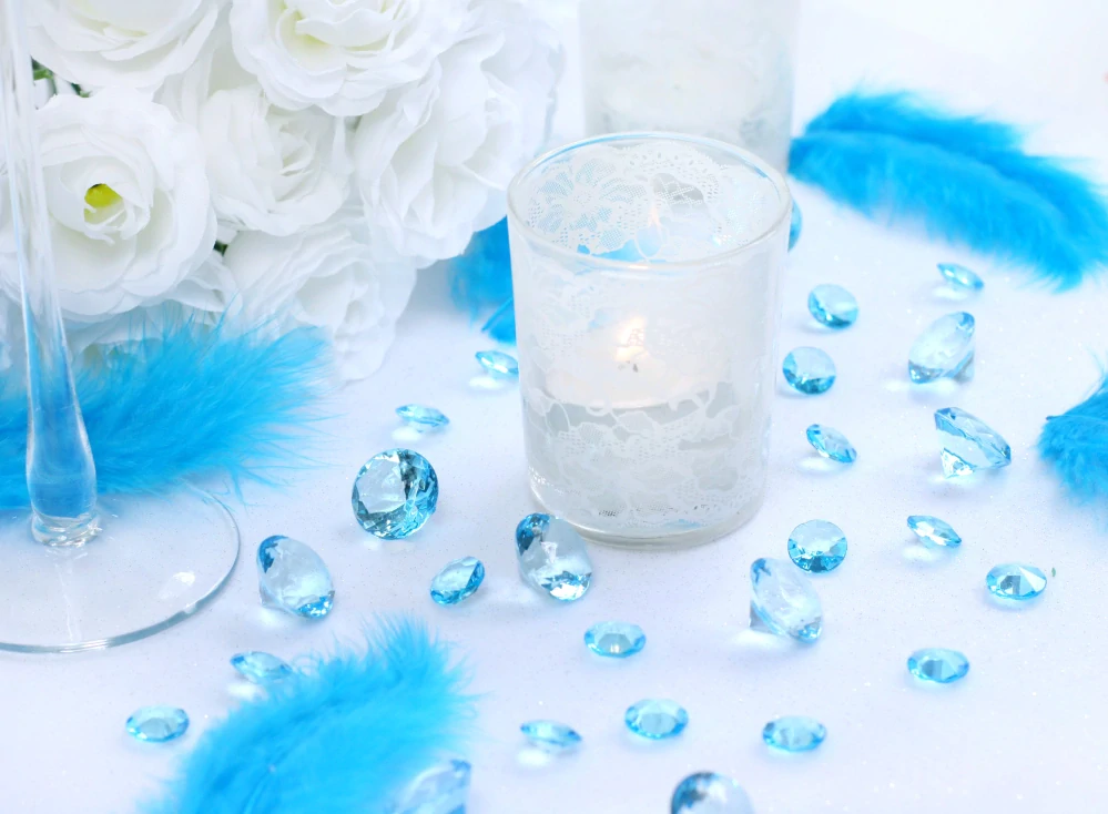 Diamanty krištáľové - tyrkysové, dekorácia, 12 mm, 100 ks