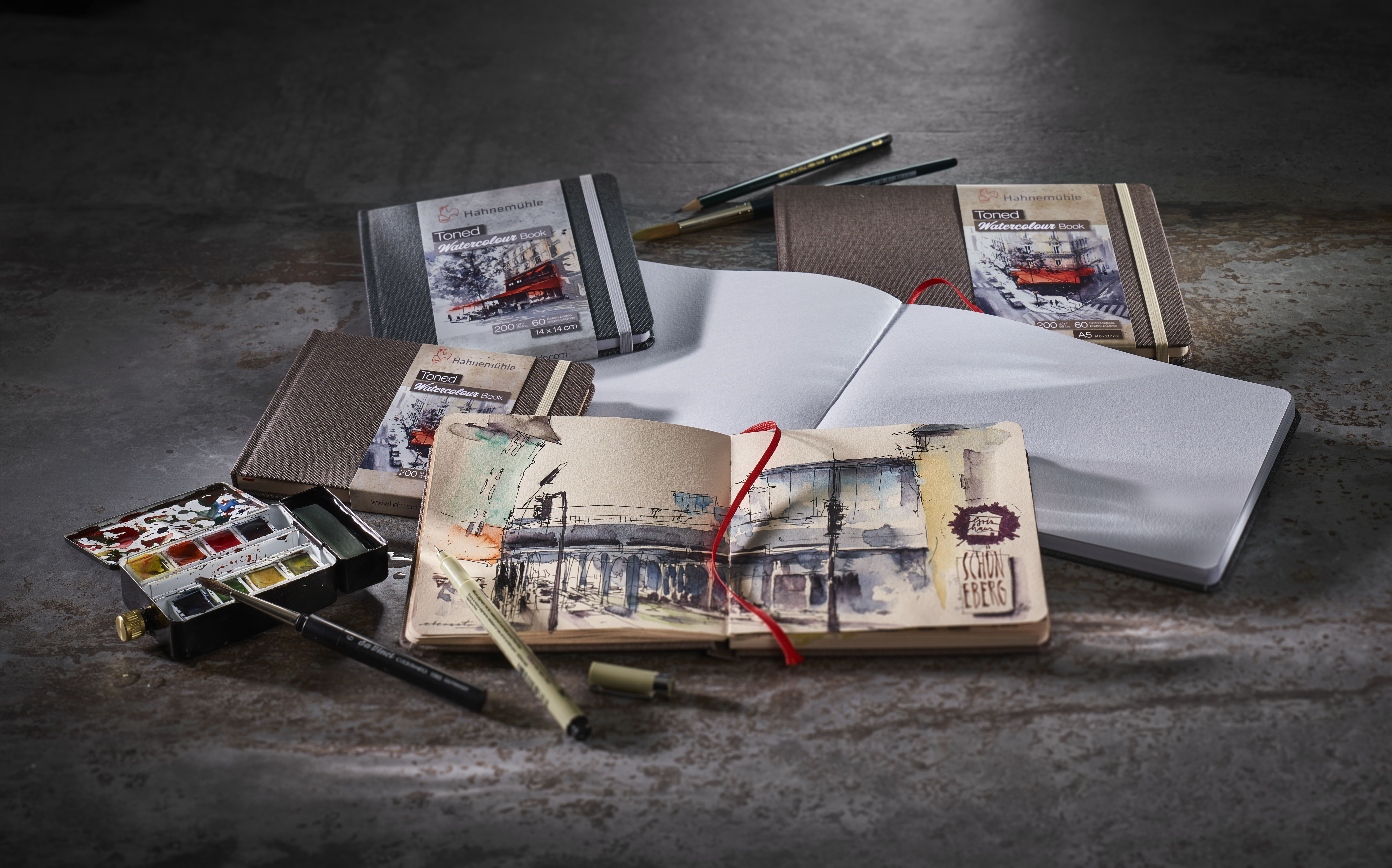 Skicár A5 na akvarel hnemühle - béžové listy, knižná väzba, 200g/m2, 30 listov