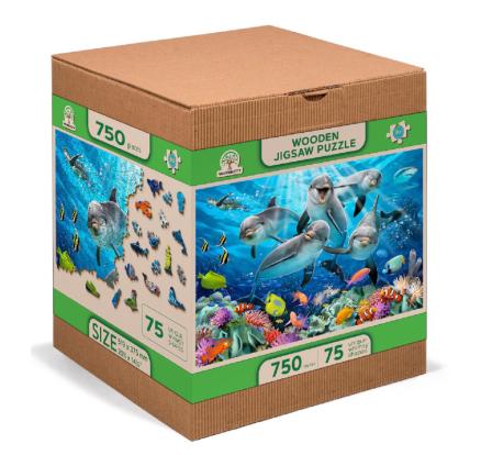 Drevené puzzle - delfíny, 750 dielov