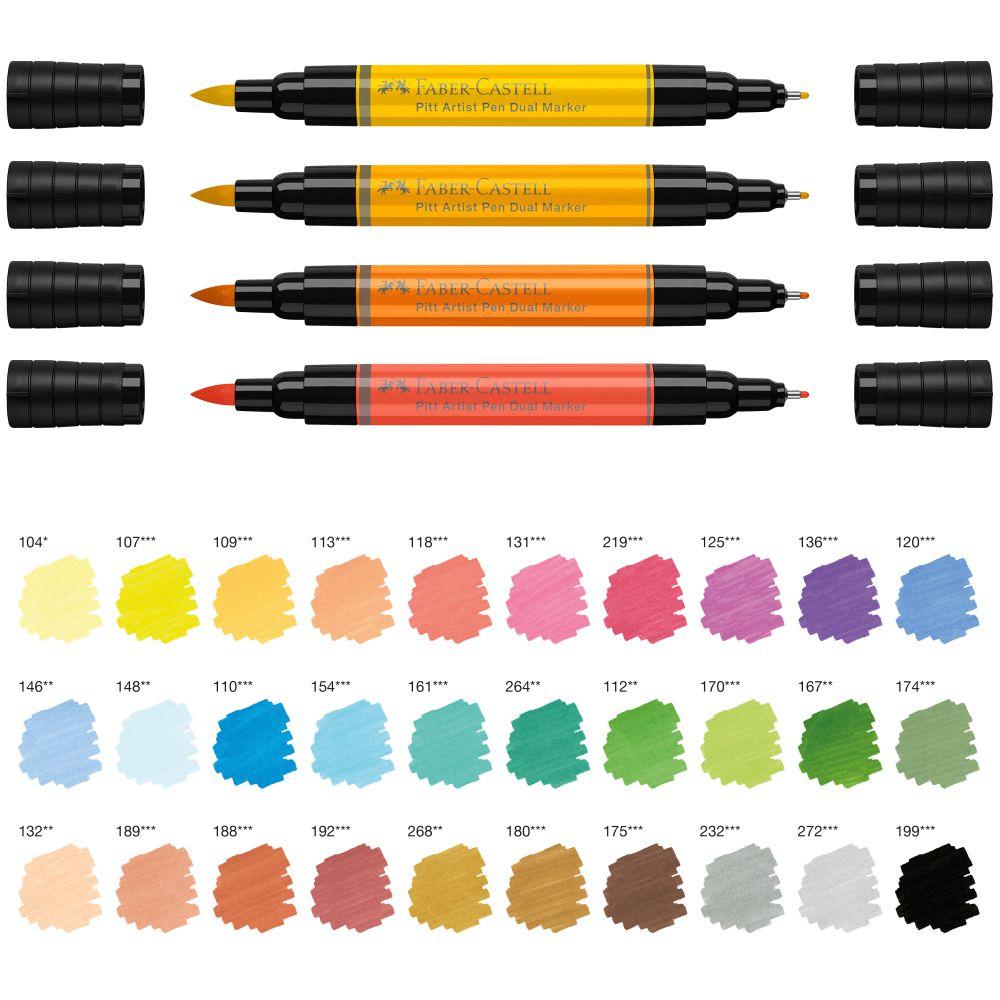 Umelecké obojstranné fixky Pitt Artist Pen Dual Marker Faber-Castell (rôzne odtiene
