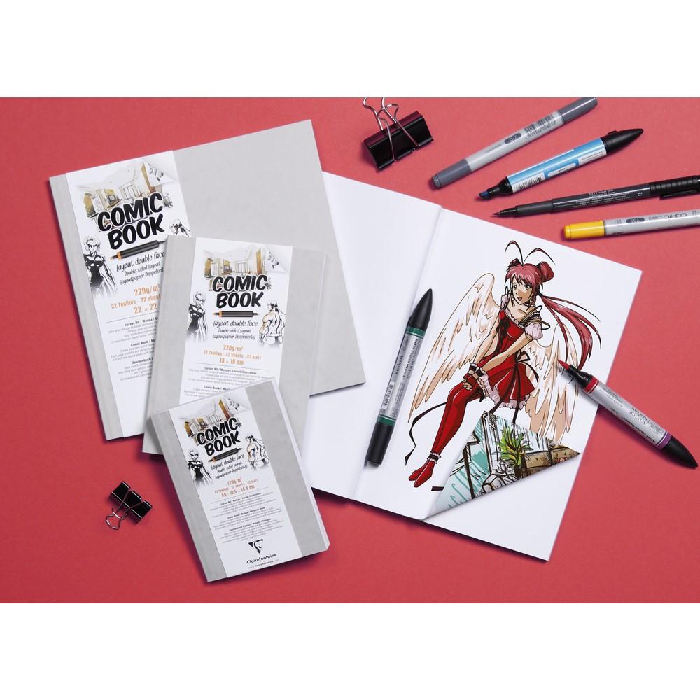 Skicár 13 x 18cm Comic book na markery CLAIREFONTAINE, knižná väzba, 220g/m2, 32 listov