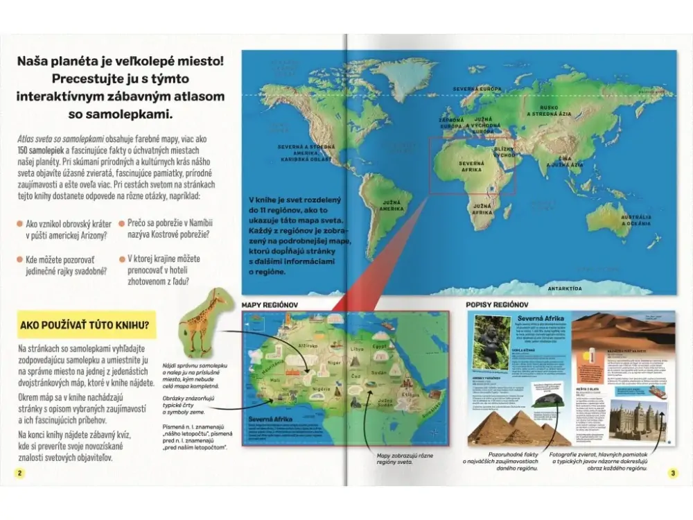 Atlas sveta Kniha so samolepkami