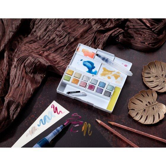 Sada 12 metalických akvarelových farieb DERWENT