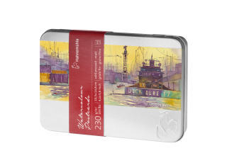 Pohľadnice 10x15cm z akvarelového papiera Hahnemühle 230g/m2 - rough press v kovovom obale, 30ks