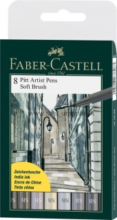 Sada 6 PITT umeleckých pier - odtiene sivej