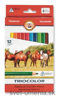 Sada 12 farebných ceruziek TRIOCOLOR KOH-I-NOOR, priemer ceruzky 9,0mm