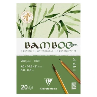 Skicár A5 BAMBOO na akvarel CLAIREFONTAINE, lepená väzba, 250g/m2, 20 listov