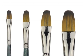 Ploché oválne štetce t_brush, syntetické zlaté štetiny, krátka rukoväť
